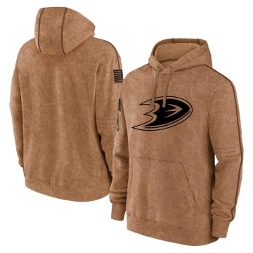 Youth Anaheim Ducks 2023 Salute to Service Club Pullover Hoodie - Brown