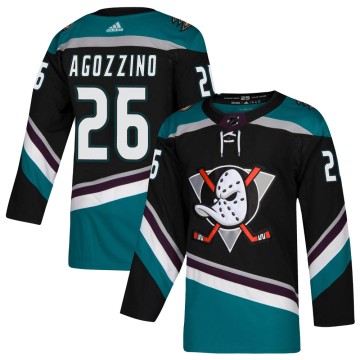 Authentic Adidas Men's Andrew Agozzino Anaheim Ducks ized Teal Alternate Jersey - Black