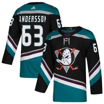 Authentic Adidas Men's Axel Andersson Anaheim Ducks Teal Alternate Jersey - Black