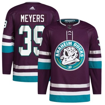 Authentic Adidas Men's Ben Meyers Anaheim Ducks 30th Anniversary Primegreen Jersey - Purple