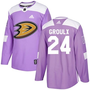 Authentic Adidas Men's Bo Groulx Anaheim Ducks Fights Cancer Practice Jersey - Purple