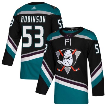 Authentic Adidas Men's Buddy Robinson Anaheim Ducks Teal Alternate Jersey - Black