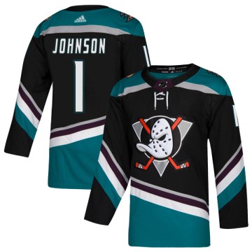 Authentic Adidas Men's Chad Johnson Anaheim Ducks Teal Alternate Jersey - Black