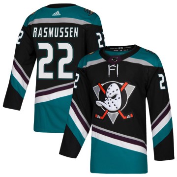 Authentic Adidas Men's Dennis Rasmussen Anaheim Ducks Teal Alternate Jersey - Black