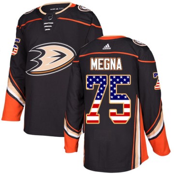 Authentic Adidas Men's Jaycob Megna Anaheim Ducks USA Flag Fashion Jersey - Black