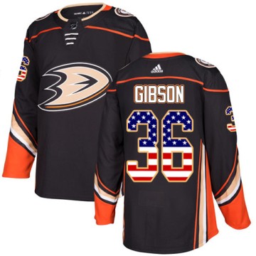 Authentic Adidas Men's John Gibson Anaheim Ducks USA Flag Fashion Jersey - Black