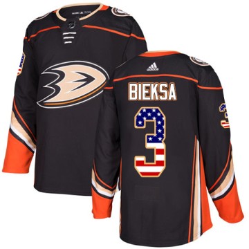 Authentic Adidas Men's Kevin Bieksa Anaheim Ducks USA Flag Fashion Jersey - Black