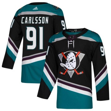 Authentic Adidas Men's Leo Carlsson Anaheim Ducks Teal Alternate Jersey - Black