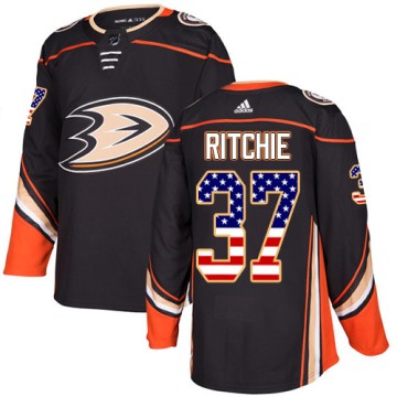 Authentic Adidas Men's Nick Ritchie Anaheim Ducks USA Flag Fashion Jersey - Black