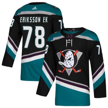 Authentic Adidas Men's Olle Eriksson Ek Anaheim Ducks Teal Alternate Jersey - Black