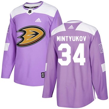 Authentic Adidas Men's Pavel Mintyukov Anaheim Ducks Fights Cancer Practice Jersey - Purple