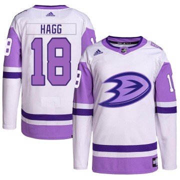 Authentic Adidas Men's Robert Hagg Anaheim Ducks Hockey Fights Cancer Primegreen Jersey - White/Purple