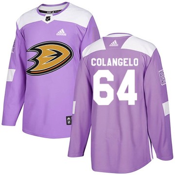 Authentic Adidas Men's Sam Colangelo Anaheim Ducks Fights Cancer Practice Jersey - Purple