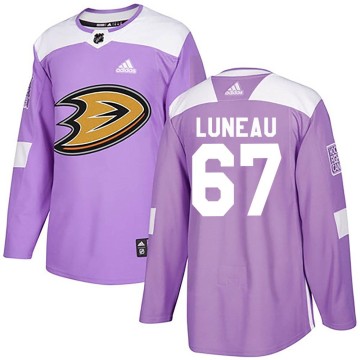 Authentic Adidas Men's Tristan Luneau Anaheim Ducks Fights Cancer Practice Jersey - Purple