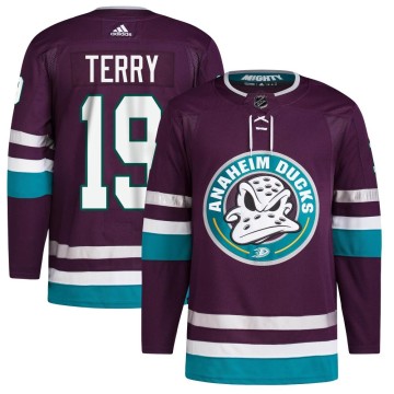 Authentic Adidas Men's Troy Terry Anaheim Ducks 30th Anniversary Primegreen Jersey - Purple