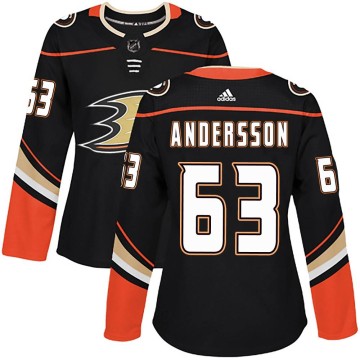 Authentic Adidas Women's Axel Andersson Anaheim Ducks Home Jersey - Black