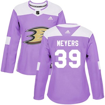 Authentic Adidas Women's Ben Meyers Anaheim Ducks Fights Cancer Practice Jersey - Purple