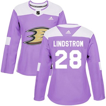 Authentic Adidas Women's Gustav Lindstrom Anaheim Ducks Fights Cancer Practice Jersey - Purple
