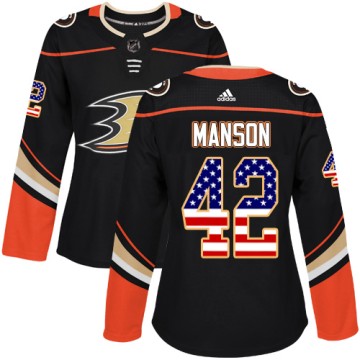 Authentic Adidas Women's Josh Manson Anaheim Ducks USA Flag Fashion Jersey - Black