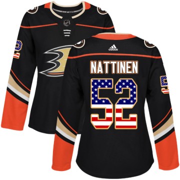 Authentic Adidas Women's Julius Nattinen Anaheim Ducks USA Flag Fashion Jersey - Black