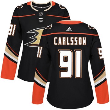 Authentic Adidas Women's Leo Carlsson Anaheim Ducks Home Jersey - Black