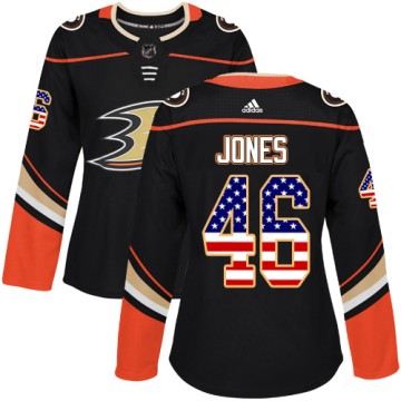 Authentic Adidas Women's Max Jones Anaheim Ducks USA Flag Fashion Jersey - Black