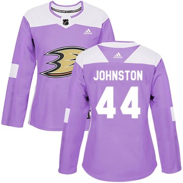 Authentic Adidas Women's Ross Johnston Anaheim Ducks Fights Cancer Practice Jersey - Purple
