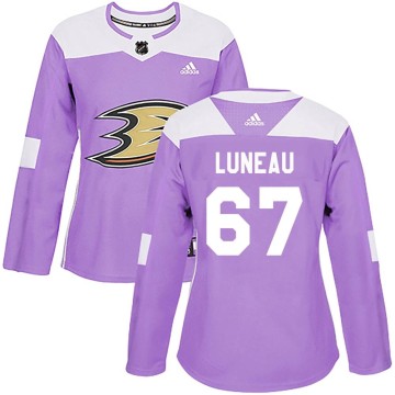 Authentic Adidas Women's Tristan Luneau Anaheim Ducks Fights Cancer Practice Jersey - Purple