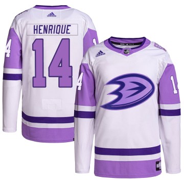 Authentic Adidas Youth Adam Henrique Anaheim Ducks Hockey Fights Cancer Primegreen Jersey - White/Purple