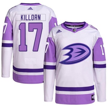 Authentic Adidas Youth Alex Killorn Anaheim Ducks Hockey Fights Cancer Primegreen Jersey - White/Purple