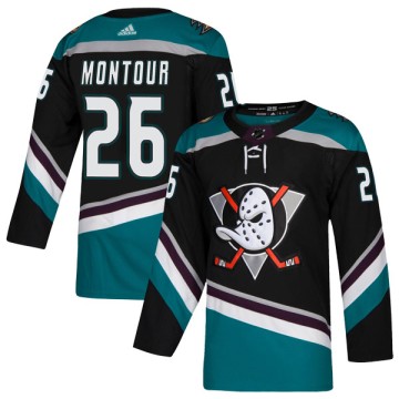 Authentic Adidas Youth Brandon Montour Anaheim Ducks Teal Alternate Jersey - Black