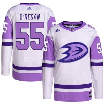 Authentic Adidas Youth Danny O'Regan Anaheim Ducks Hockey Fights Cancer Primegreen Jersey - White/Purple
