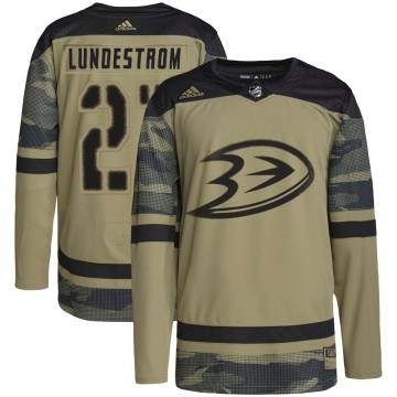 Authentic Adidas Youth Isac Lundestrom Anaheim Ducks Military Appreciation Practice Jersey - Camo
