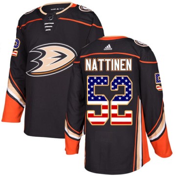 Authentic Adidas Youth Julius Nattinen Anaheim Ducks USA Flag Fashion Jersey - Black