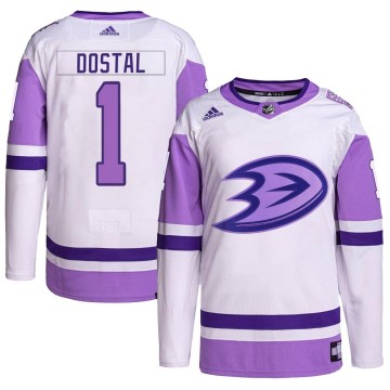 Authentic Adidas Youth Lukas Dostal Anaheim Ducks Hockey Fights Cancer Primegreen Jersey - White/Purple