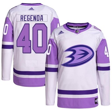 Authentic Adidas Youth Pavol Regenda Anaheim Ducks Hockey Fights Cancer Primegreen Jersey - White/Purple