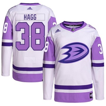Authentic Adidas Youth Robert Hagg Anaheim Ducks Hockey Fights Cancer Primegreen Jersey - White/Purple