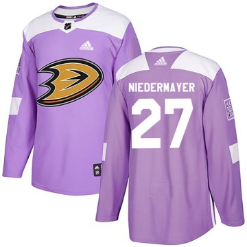 Authentic Adidas Youth Scott Niedermayer Anaheim Ducks Fights Cancer Practice Jersey - Purple