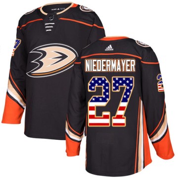 Authentic Adidas Youth Scott Niedermayer Anaheim Ducks USA Flag Fashion Jersey - Black