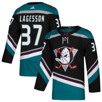 Authentic Adidas Youth William Lagesson Anaheim Ducks Teal Alternate Jersey - Black