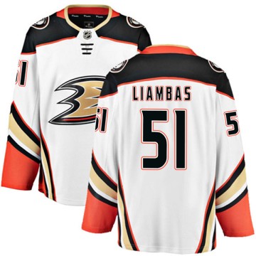 Authentic Fanatics Branded Men's Mike Liambas Anaheim Ducks Away Jersey - White