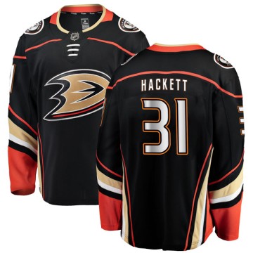 Authentic Fanatics Branded Youth Matt Hackett Anaheim Ducks Home Jersey - Black