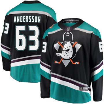 Breakaway Fanatics Branded Men's Axel Andersson Anaheim Ducks Alternate Jersey - Black