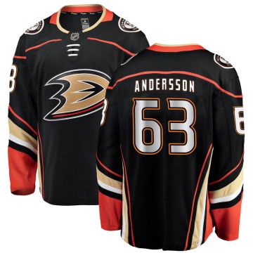 Breakaway Fanatics Branded Men's Axel Andersson Anaheim Ducks Home Jersey - Black