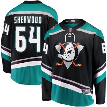 Breakaway Fanatics Branded Men's Kiefer Sherwood Anaheim Ducks Alternate Jersey - Black
