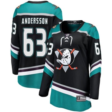 Breakaway Fanatics Branded Women's Axel Andersson Anaheim Ducks Alternate Jersey - Black