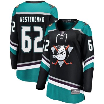 Breakaway Fanatics Branded Women's Nikita Nesterenko Anaheim Ducks Alternate Jersey - Black