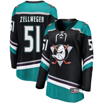 Breakaway Fanatics Branded Women's Olen Zellweger Anaheim Ducks Alternate Jersey - Black