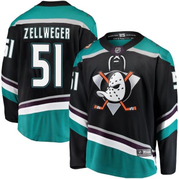 Breakaway Fanatics Branded Youth Olen Zellweger Anaheim Ducks Alternate Jersey - Black