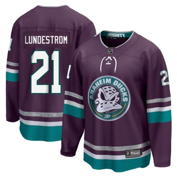 Premier Fanatics Branded Men's Isac Lundestrom Anaheim Ducks 30th Anniversary Breakaway Jersey - Purple